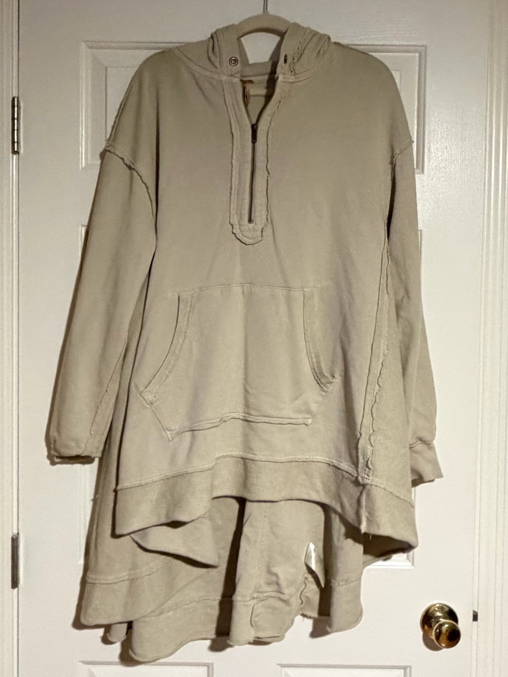 Free People Oversized Hooded Pullover Jacket in Light Beige
